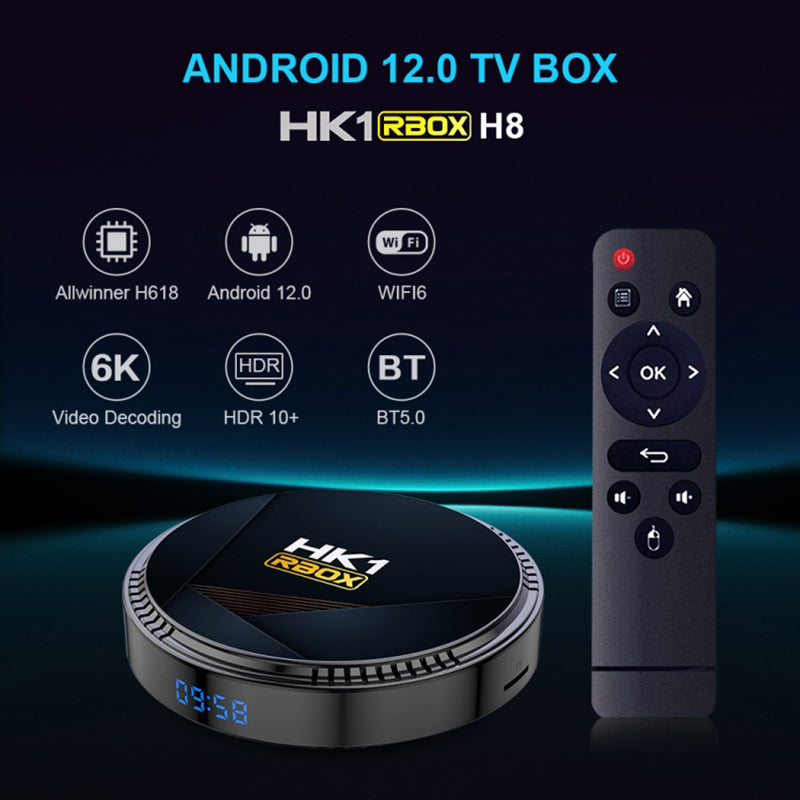 HK1 RBOX-H8-H618 4GB+128GB Set-top Box Android 12 TV Box Support 6K Video Decoding