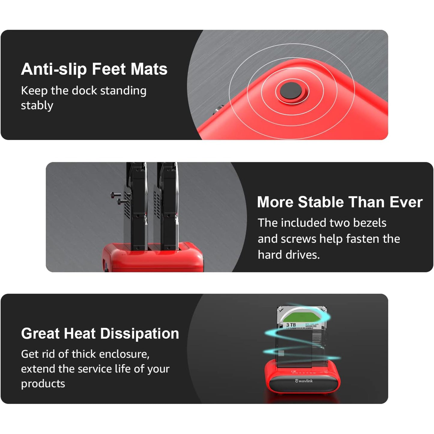 WAVLINK ST341U USB 3.0 to SATA I / II / III Dual Bay External Hard Drive Enclosure Docking Station for 2.5 / 3.5 inch SATA HDD SSD