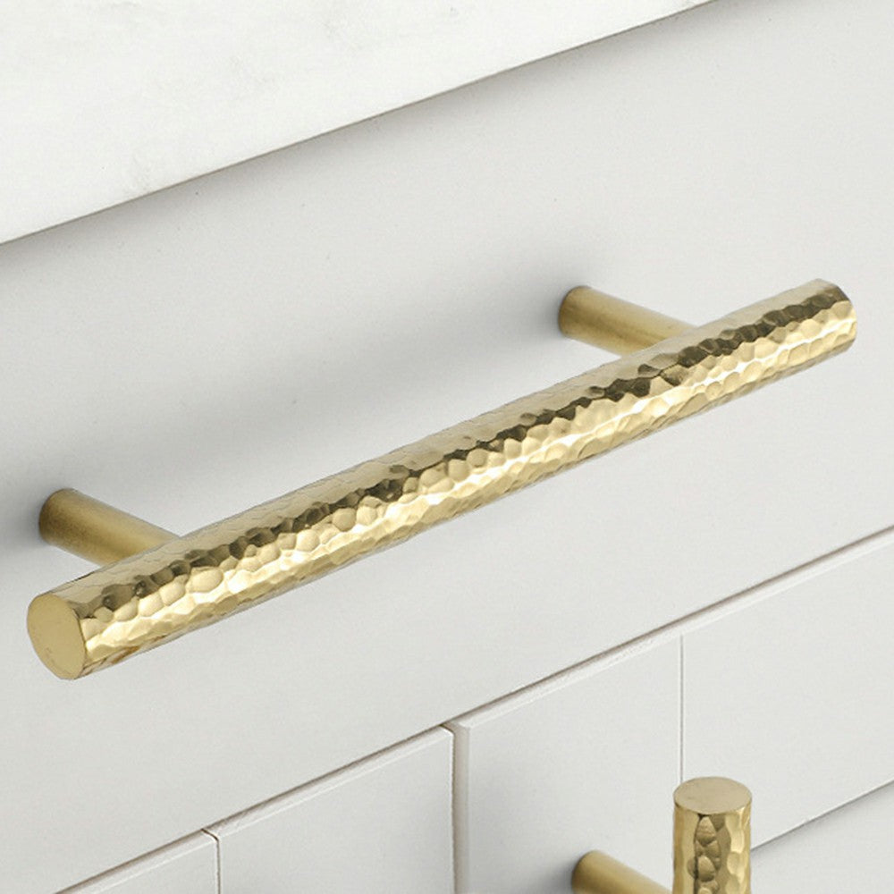 160mm Hole Pitch Hammered Texture Brass Handle Furniture Parts Cabinet Drawer Wardrobe Pull Handle with 25mm Screw