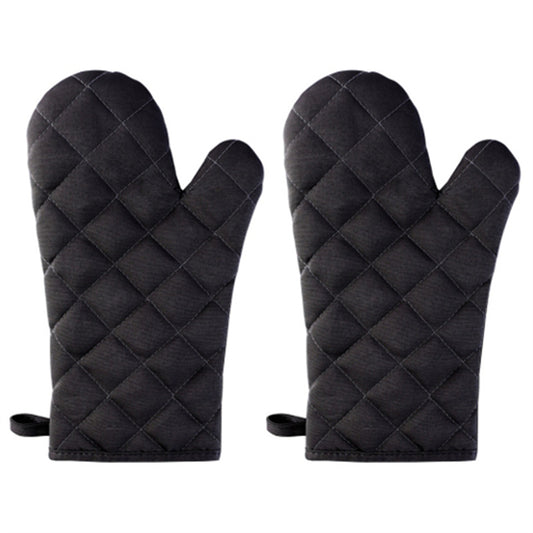 1 Pair Rhombus Texture Cotton Gloves Baking High-Temperature Resistant Thickened Microwave Oven Gloves Kitchen Tools