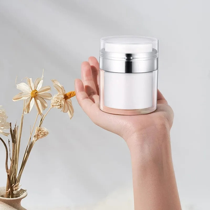 15ML Mini Size Airless Pump Jar Vacuum Bottle Container Travel Accessory for Makeup Cream, Lotions (Dual-Layer)