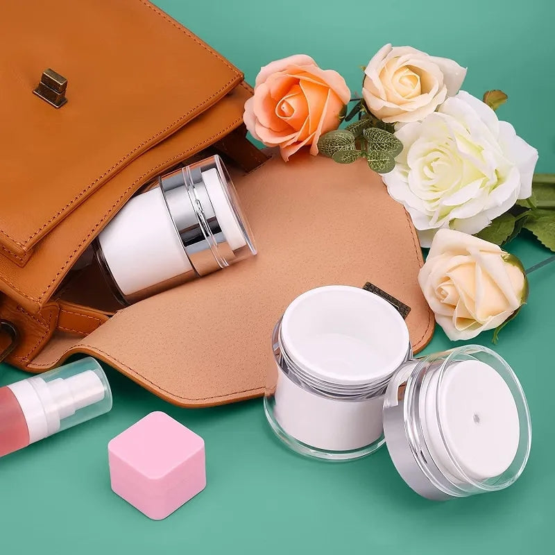 15ML Mini Size Airless Pump Jar Vacuum Bottle Container Travel Accessory for Makeup Cream, Lotions (Dual-Layer)