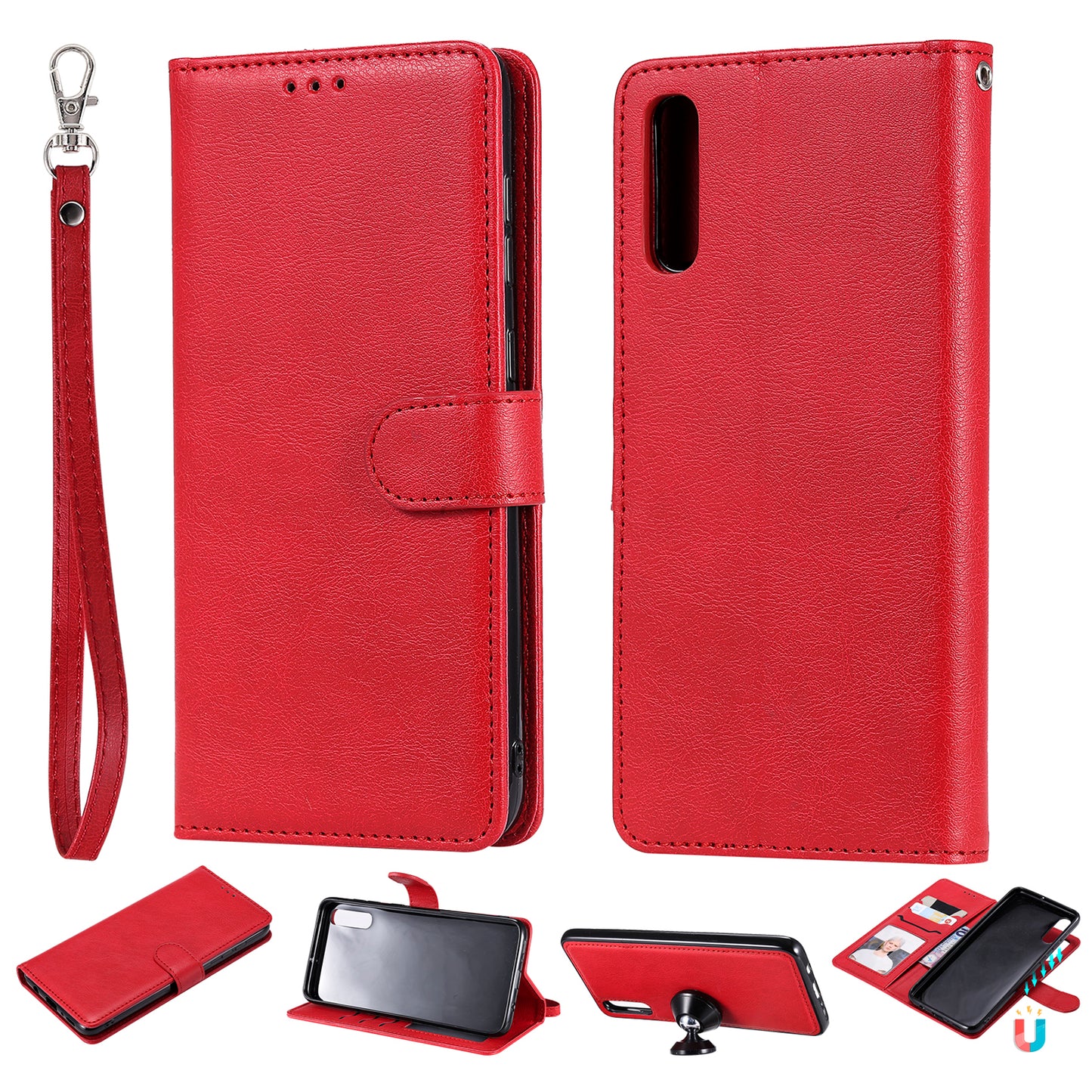 For Samsung Galaxy A50 / A50s / A30s KT Leather Series-3 Detachable 2-in-1 Phone Case PU Leather Stand Wallet Cover with Strap