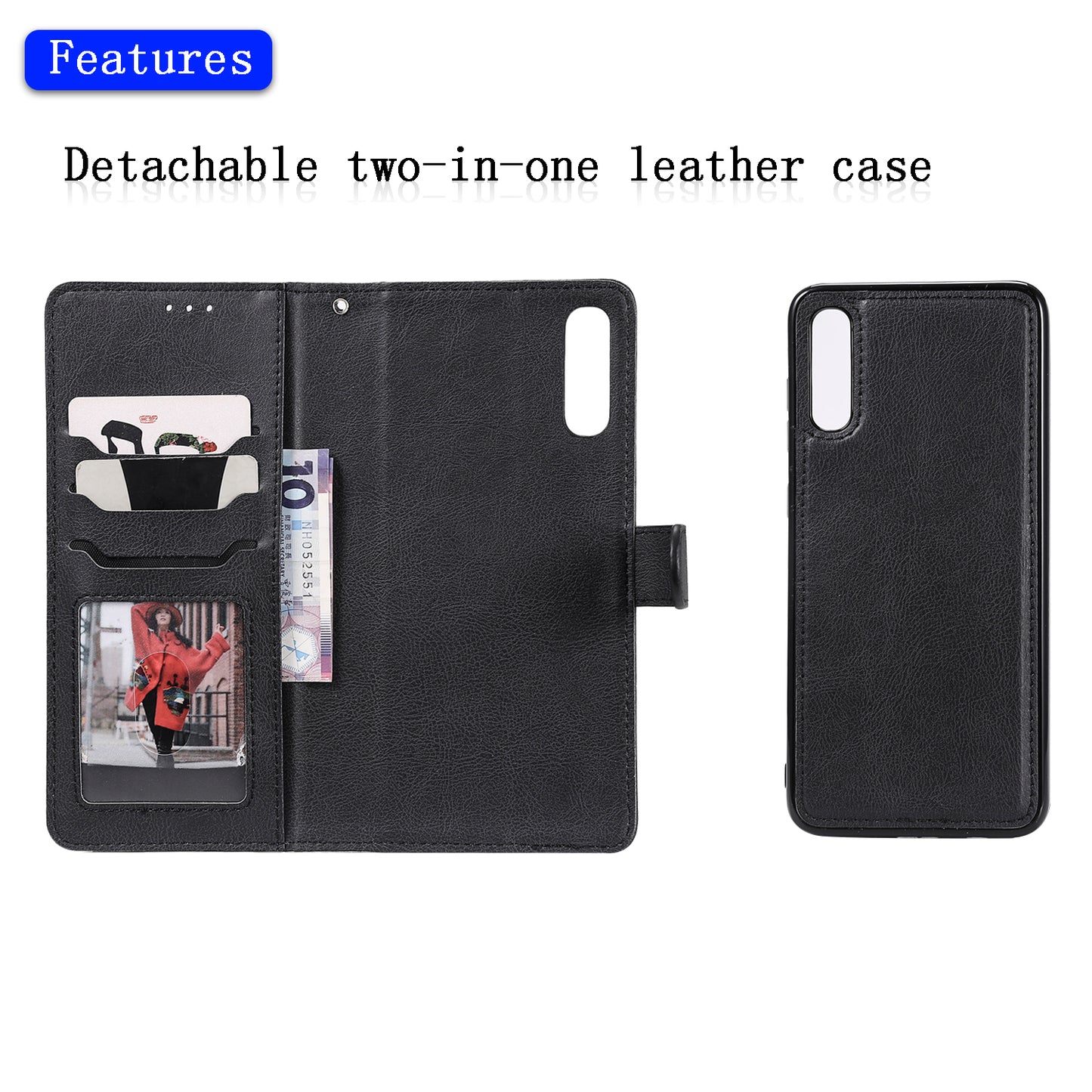 For Samsung Galaxy A50 / A50s / A30s KT Leather Series-3 Detachable 2-in-1 Phone Case PU Leather Stand Wallet Cover with Strap