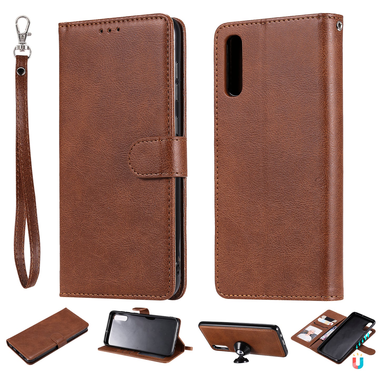 For Samsung Galaxy A50 / A50s / A30s KT Leather Series-3 Detachable 2-in-1 Phone Case PU Leather Stand Wallet Cover with Strap