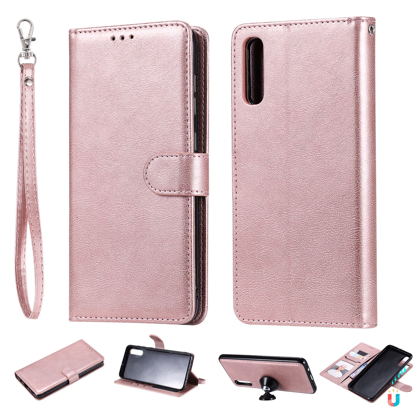 For Samsung Galaxy A50 / A50s / A30s KT Leather Series-3 Detachable 2-in-1 Phone Case PU Leather Stand Wallet Cover with Strap