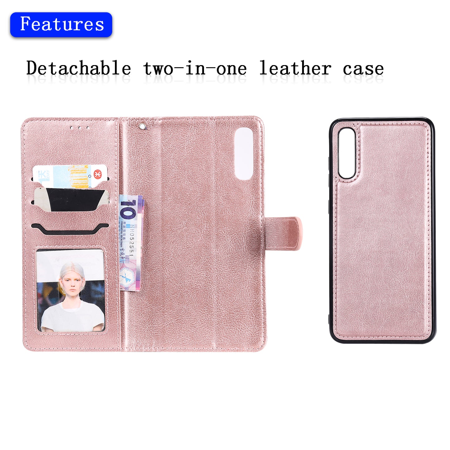 For Samsung Galaxy A50 / A50s / A30s KT Leather Series-3 Detachable 2-in-1 Phone Case PU Leather Stand Wallet Cover with Strap