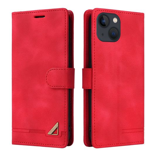 007 Series for iPhone 14 Wallet Flip Cover PU Leather Skin-touch Stand Magnetic Phone Case