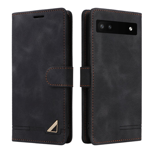 007 Series Skin-touch Phone Case for Google Pixel 7 5G , PU Leather Stand Wallet Magnetic Protective Cover