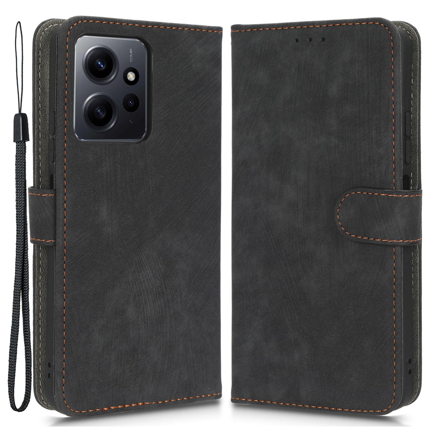 For Xiaomi Redmi Note 12 4G PU Leather Wallet Flip Case RFID Blocking Stand Phone Cover with Strap