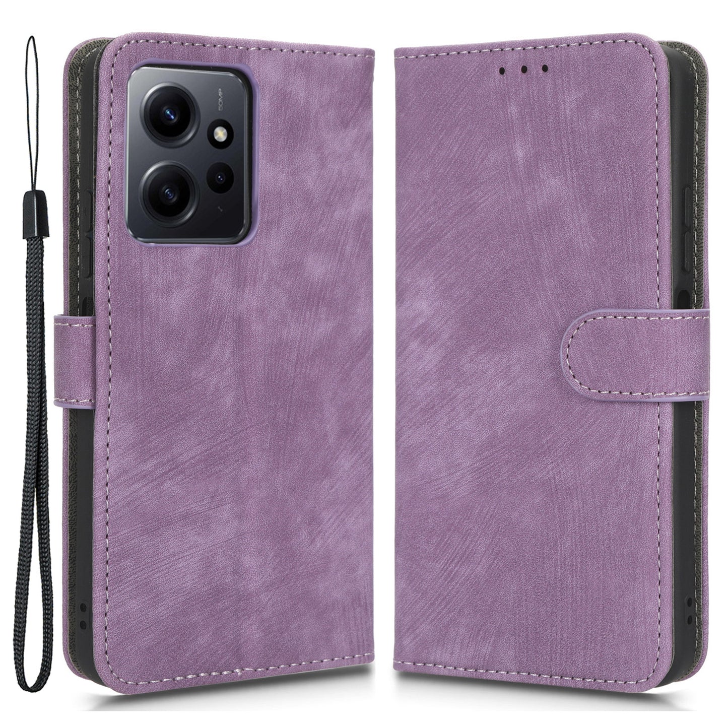 For Xiaomi Redmi Note 12 4G PU Leather Wallet Flip Case RFID Blocking Stand Phone Cover with Strap