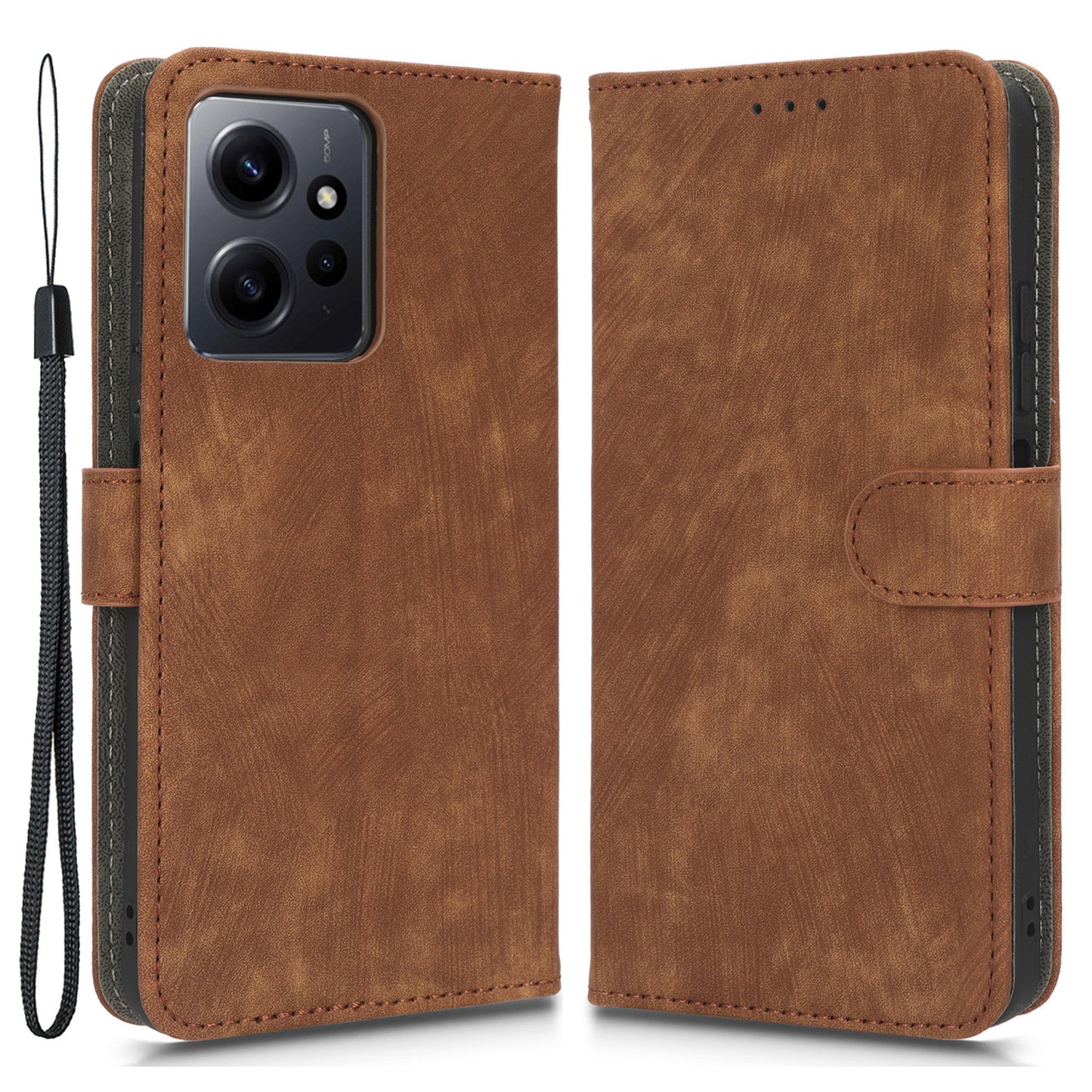 For Xiaomi Redmi Note 12 4G PU Leather Wallet Flip Case RFID Blocking Stand Phone Cover with Strap
