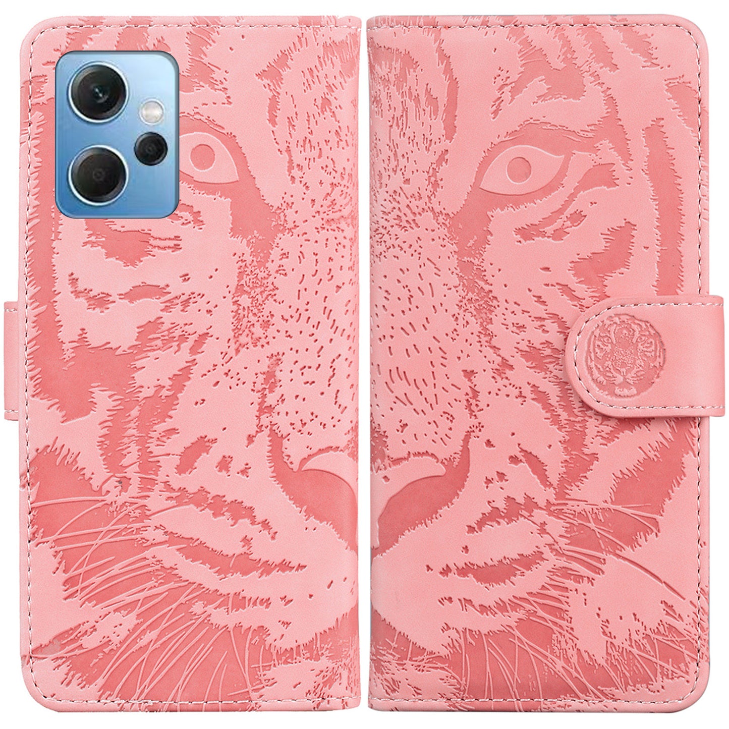 For Xiaomi Redmi Note 12 4G Wallet Case with Stand Tiger Imprinted Flip Folio PU Leather Phone Cover