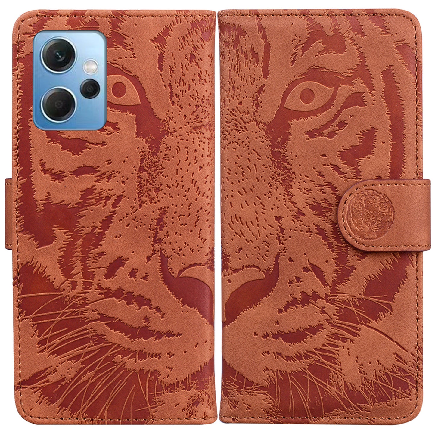 For Xiaomi Redmi Note 12 4G Wallet Case with Stand Tiger Imprinted Flip Folio PU Leather Phone Cover