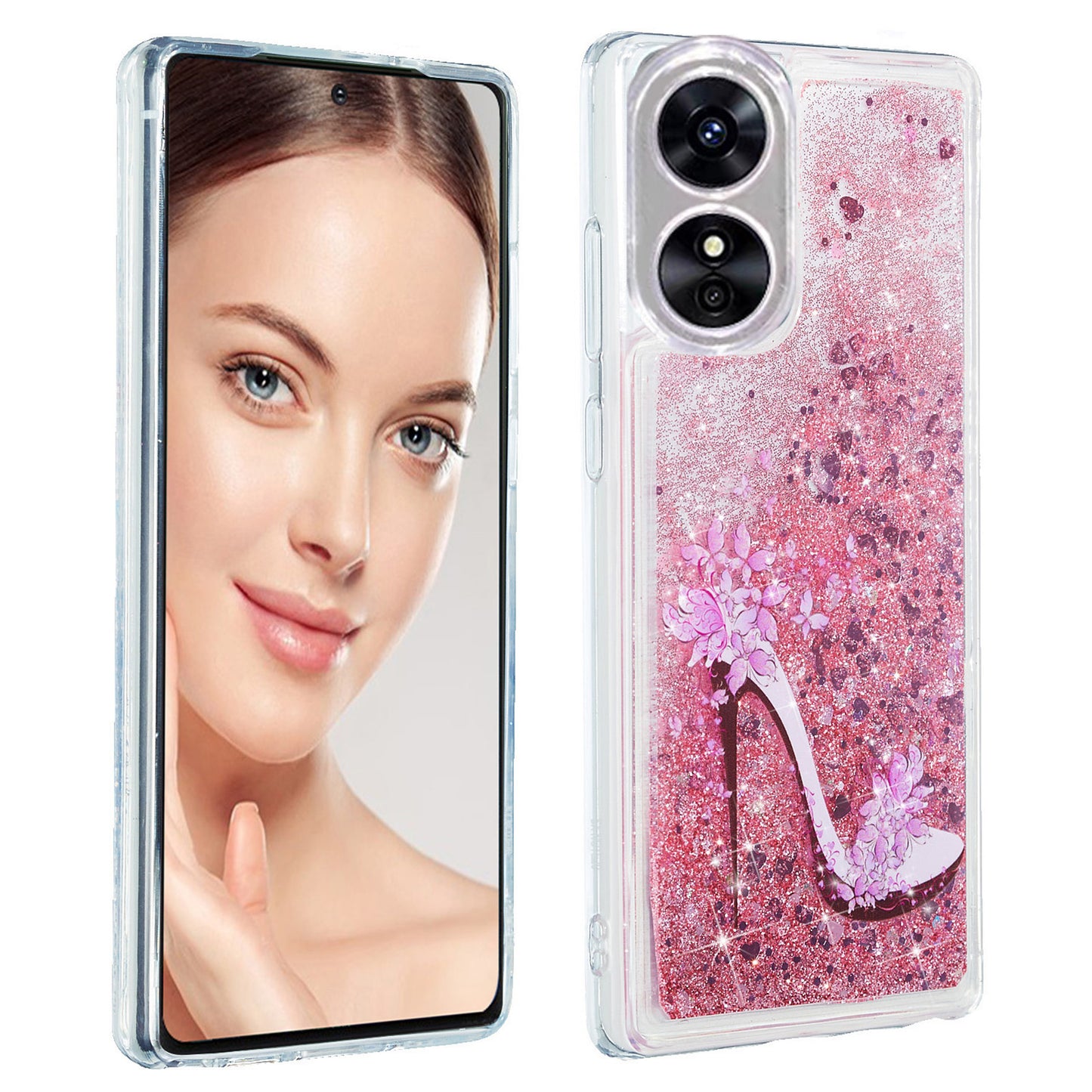 For Oppo A17 4G / A17k 4G Quicksand Phone Case Embossment Pattern Anti-drop Phone TPU Cover