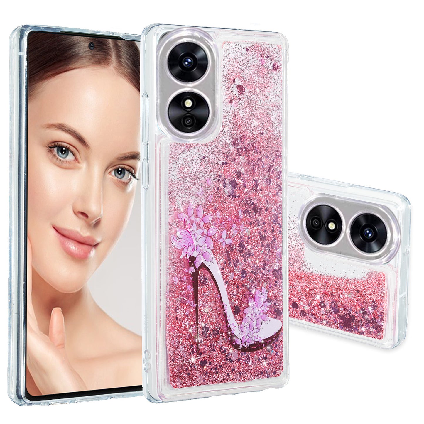 For Oppo A17 4G / A17k 4G Quicksand Phone Case Embossment Pattern Anti-drop Phone TPU Cover