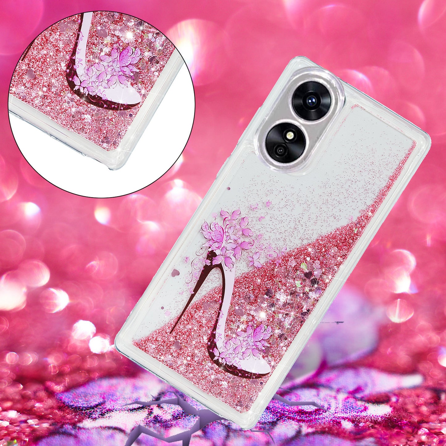 For Oppo A17 4G / A17k 4G Quicksand Phone Case Embossment Pattern Anti-drop Phone TPU Cover