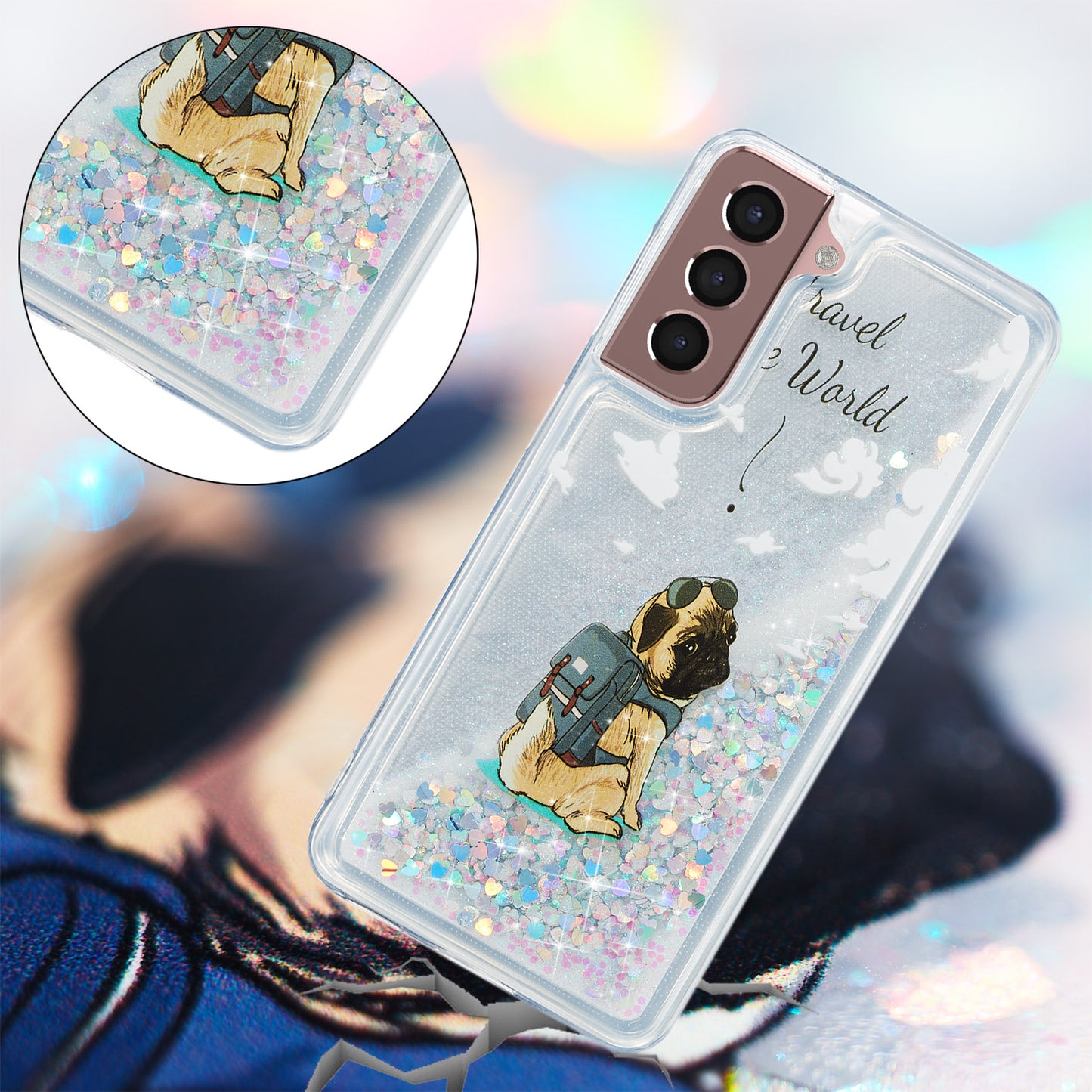 For Samsung Galaxy S23 Cell Phone Case Liquid Quicksand Embossment Pattern Phone TPU Cover