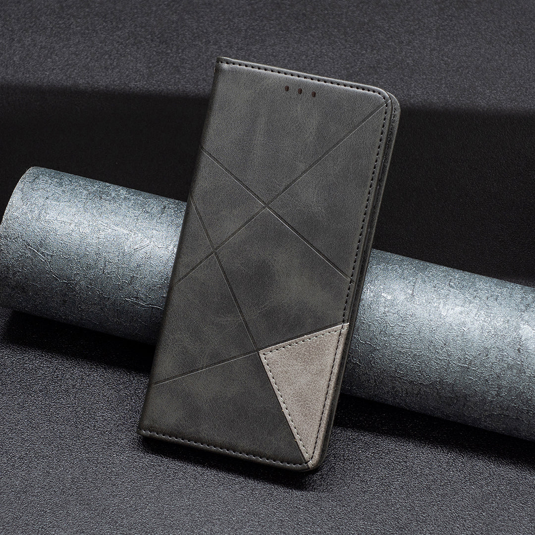 Phone Shell for Xiaomi Redmi Note 12 4G PU Leather Card Holder Splicing Imprinting Pattern Stand Cover