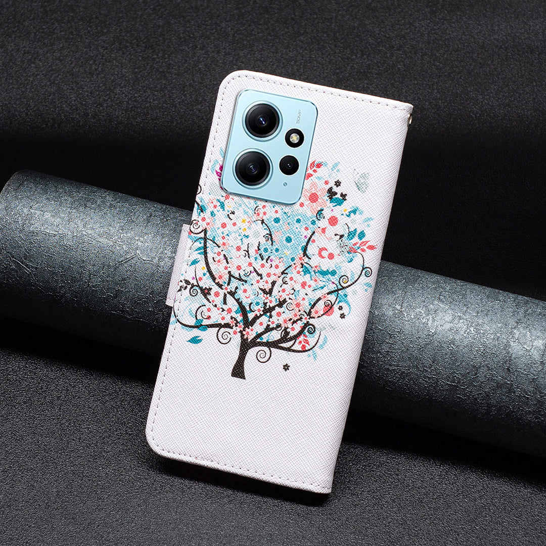 For Xiaomi Redmi Note 12 4G Anti-drop Pattern Printing Phone Case PU Leather Wallet Stand Cover