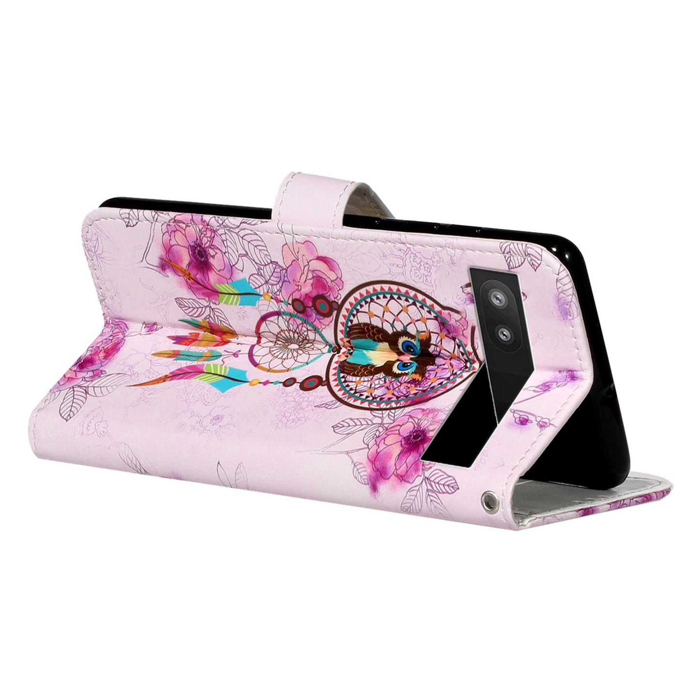 For Google Pixel 6a Pattern Printing PU Leather Phone Case Stand Flip Wallet Cover with Strap