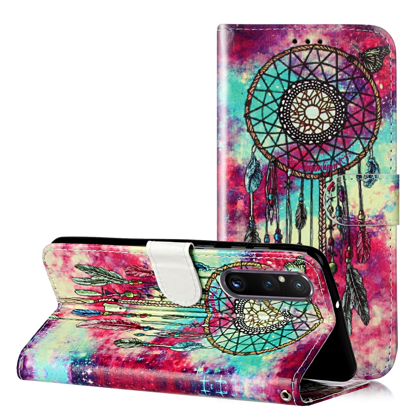 Pattern Printing Phone Case for Sony Xperia 1 V Anti-Fall Wallet Leather Cover with Stand