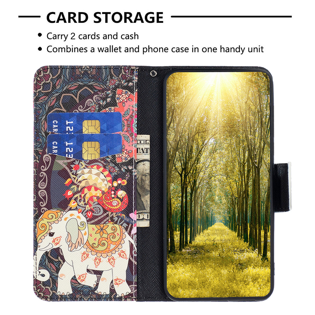 BINFEN COLOR For Samsung Galaxy A24 4G Phone Wallet Case PU Leather Pattern Printing Stand Cover