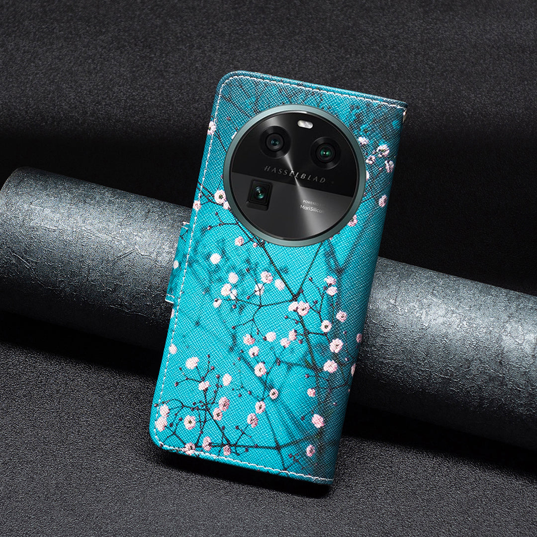 For Oppo Find X6 5G Pattern Printing Full Protection Phone Case PU Leather Wallet Flip Stand Shell