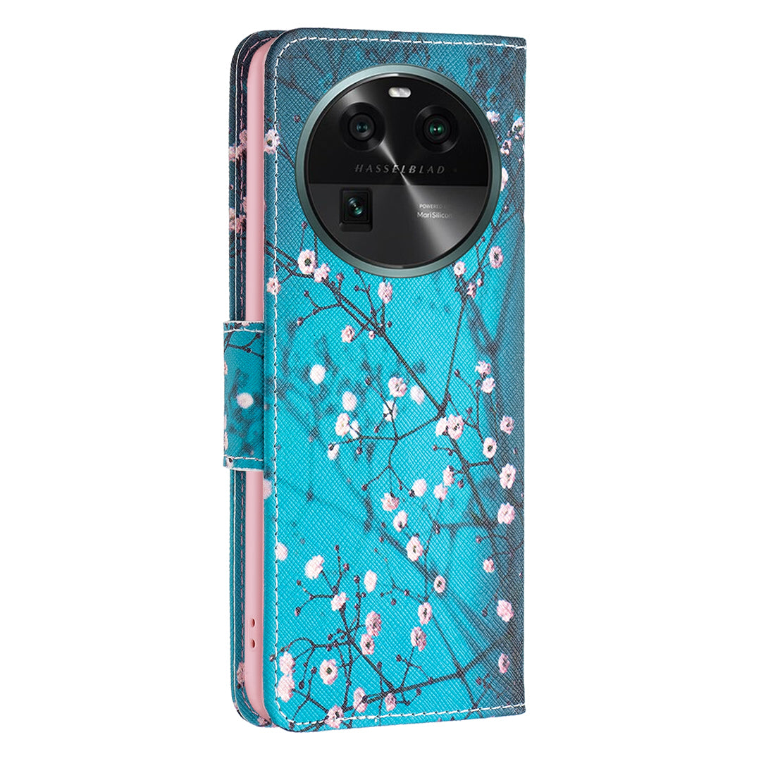 For Oppo Find X6 5G Pattern Printing Full Protection Phone Case PU Leather Wallet Flip Stand Shell