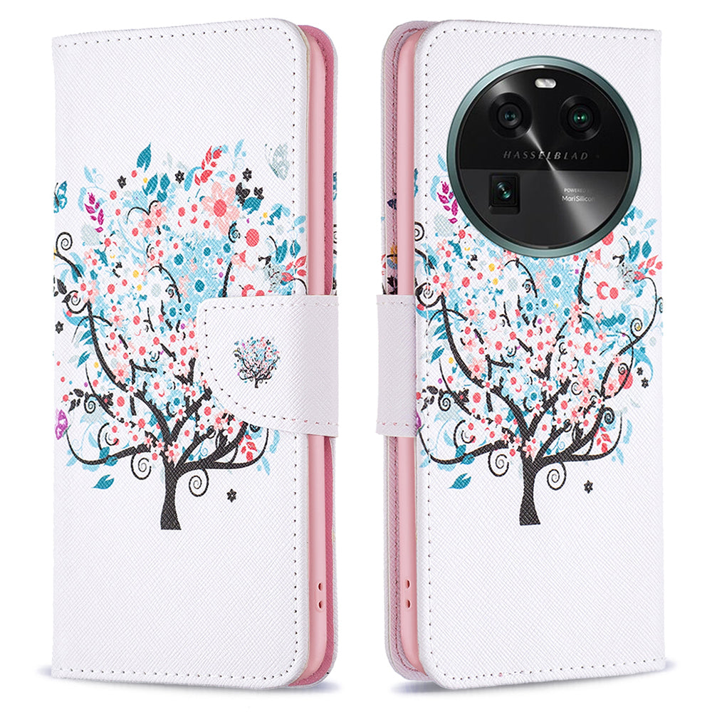 For Oppo Find X6 5G Pattern Printing Full Protection Phone Case PU Leather Wallet Flip Stand Shell