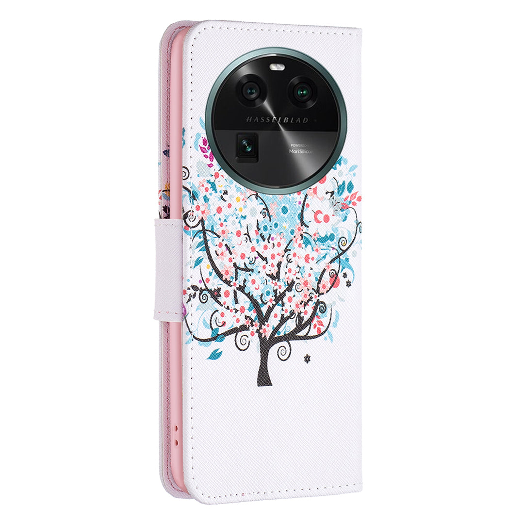 For Oppo Find X6 5G Pattern Printing Full Protection Phone Case PU Leather Wallet Flip Stand Shell
