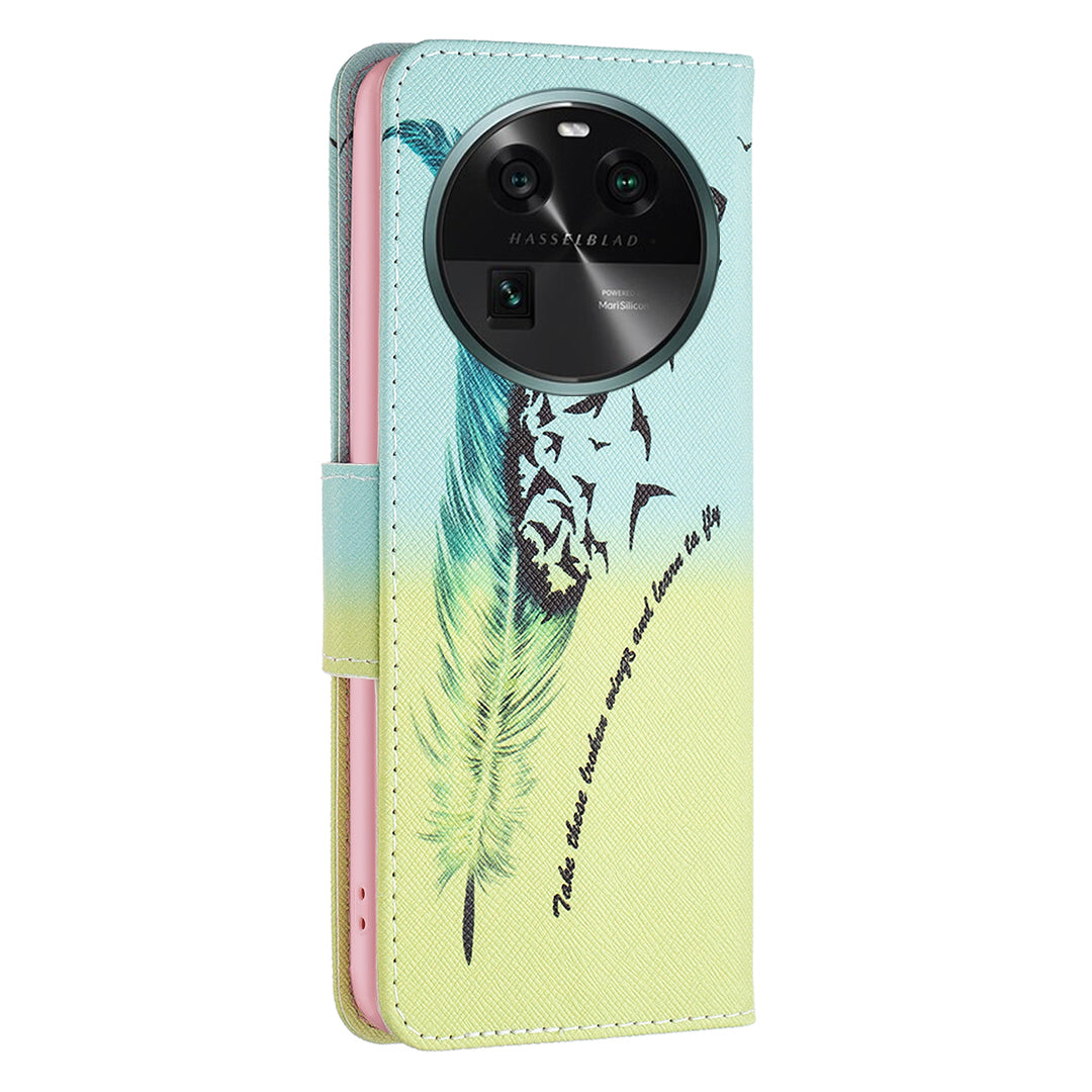 For Oppo Find X6 5G Pattern Printing Full Protection Phone Case PU Leather Wallet Flip Stand Shell