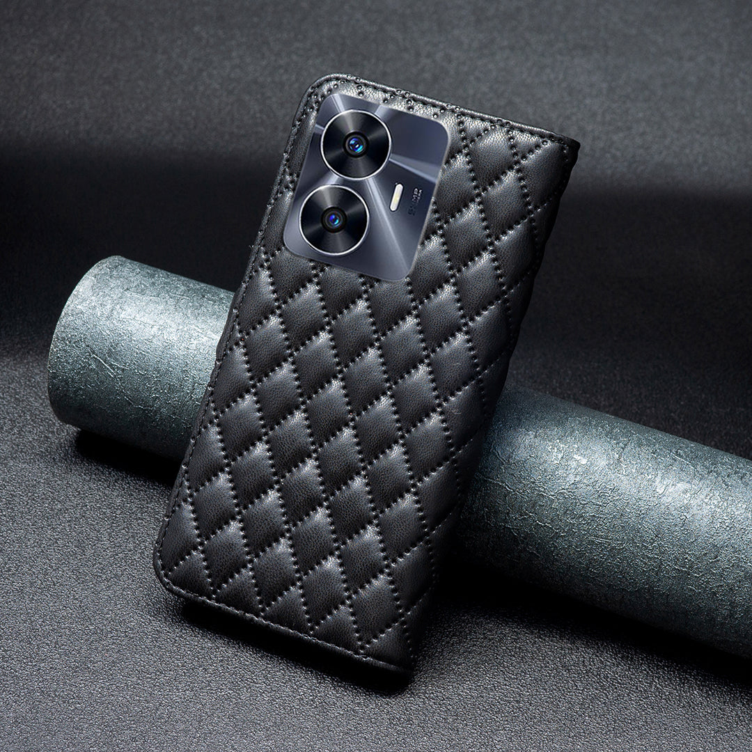 BINFEN COLOR BF Style-14 for Realme C55 Phone Stand Case Wallet PU Leather Phone Cover
