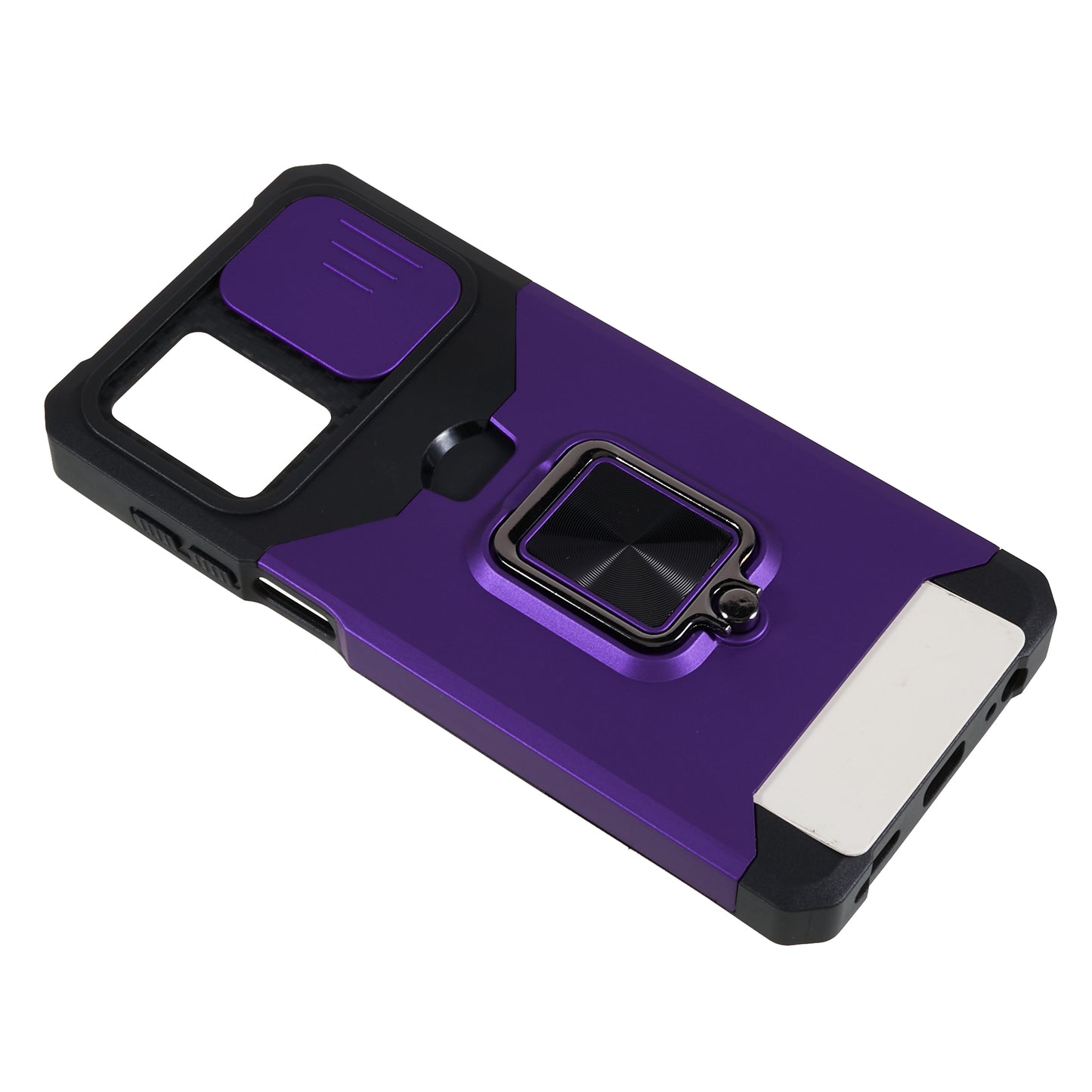 For Motorola Moto G 5G (2023) PC+TPU Card Holder Case Kickstand Anti-Scratch Phone Cover with Slide Camera Lid