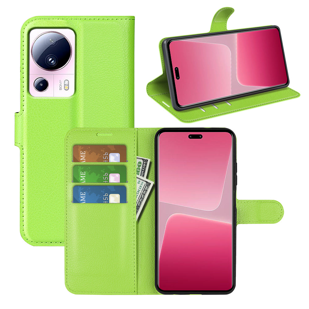 PU Leather Shell for Xiaomi 13 Lite / Civi 2 5G Litchi Texture Phone Case Wallet Stand Flip Cover