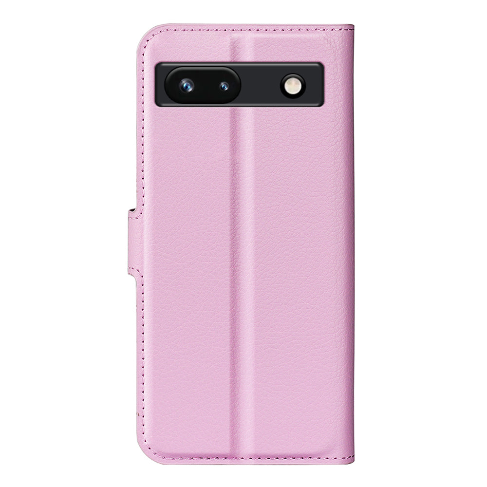 PU Leather Shell for Google Pixel 7a Drop-proof Litchi Texture Phone Case Wallet Stand Flip Cover