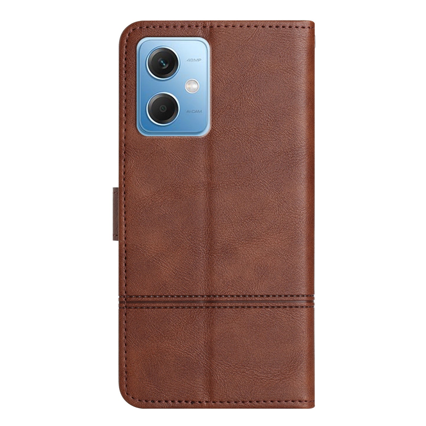 Leather Wallet Case for Xiaomi Redmi Note 12 5G (China) / (India) / (Global) / Poco X5 5G Line Imprinted Cowhide Texture Stand Phone Cover