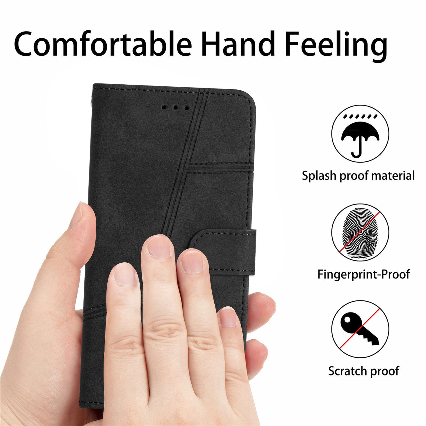 Phone Shell for Motorola Moto E13 4G Skin-touch PU Leather Imprinted Line Cover with Wallet Stand