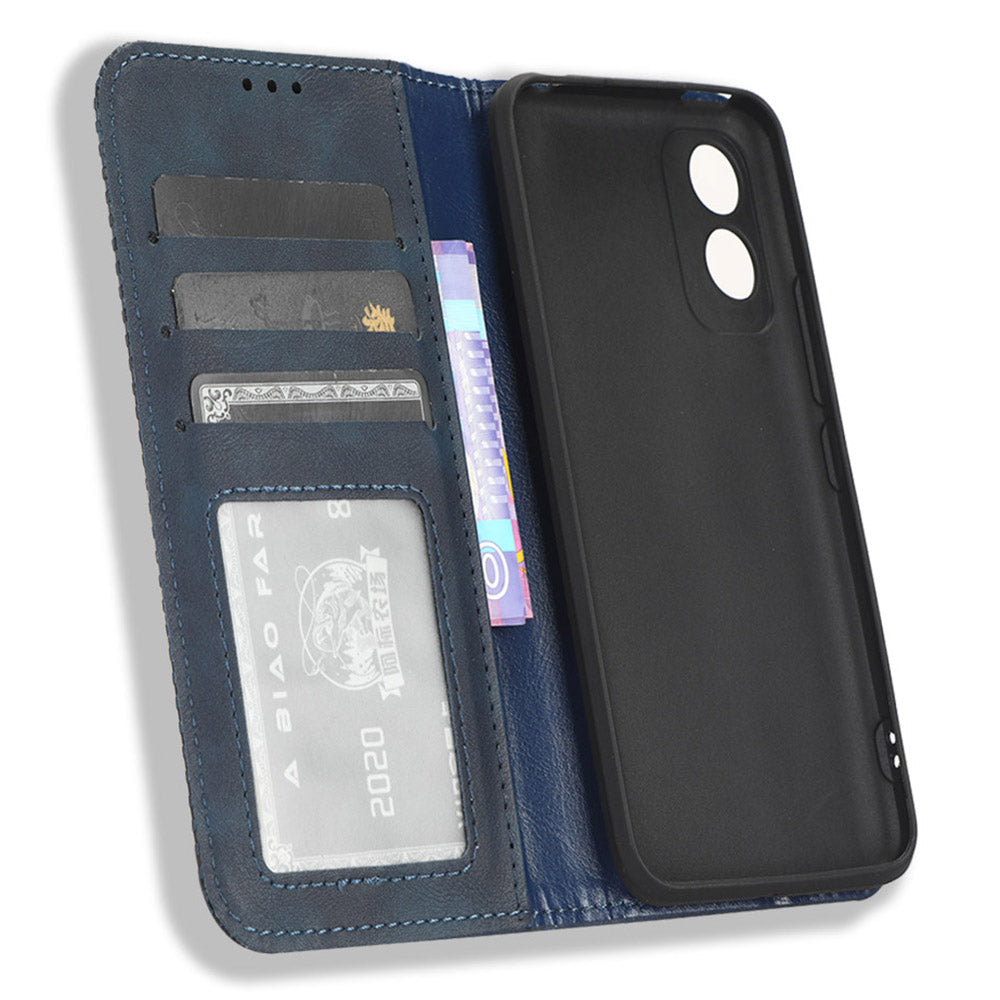 For Itel A18 Wallet Phone Case Retro PU Leather TPU Phone Cover with Stand