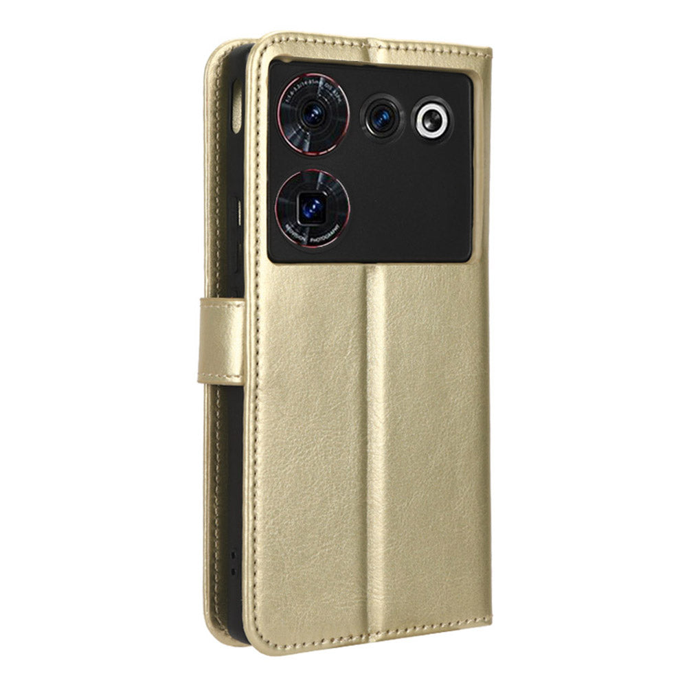 For ZTE nubia Z50 Ultra Wallet Phone Case Crazy Horse Texture PU Leather Folio Flip Cover with Stand