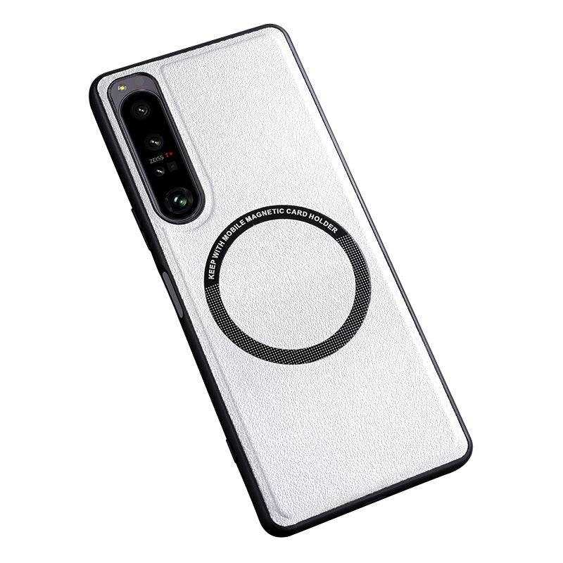 For Sony Xperia 10 V Magnetic Phone Case Leather Coated PC+TPU Cover Compatible with MagSafe