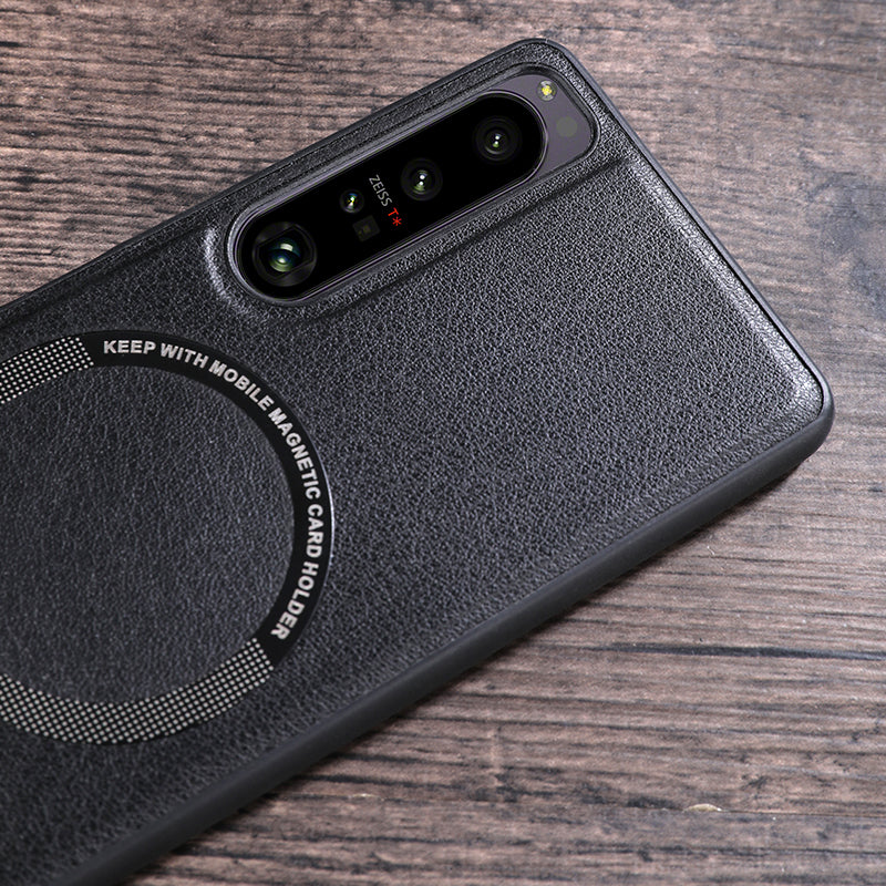 For Sony Xperia 10 V Magnetic Phone Case Leather Coated PC+TPU Cover Compatible with MagSafe