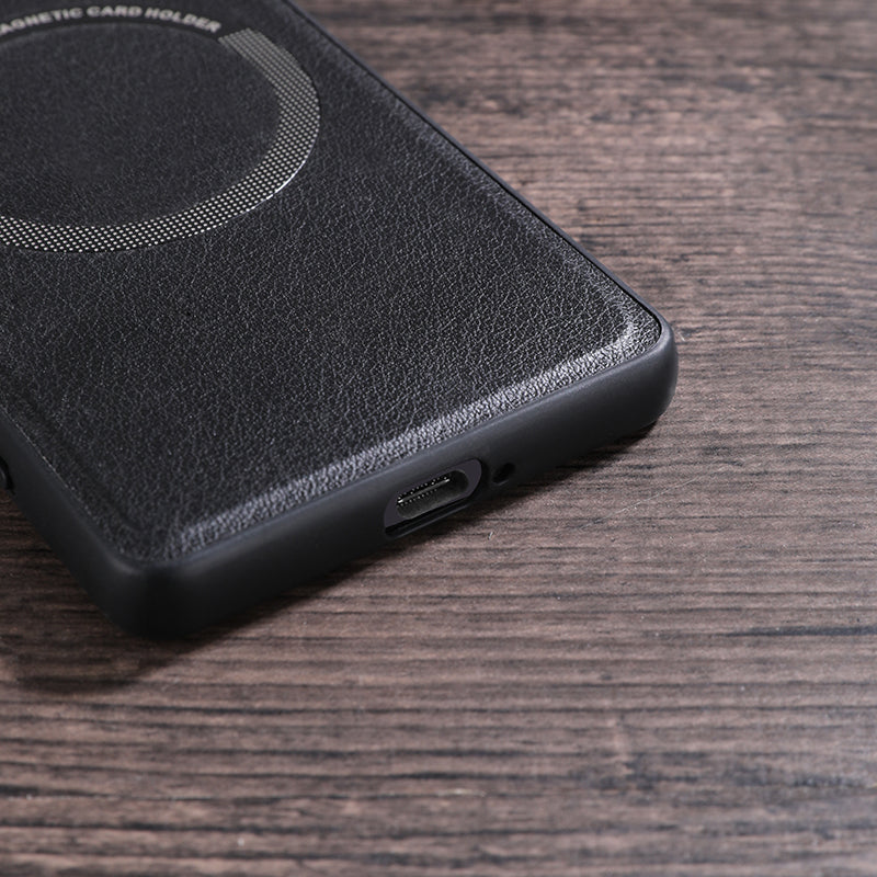 For Sony Xperia 10 V Magnetic Phone Case Leather Coated PC+TPU Cover Compatible with MagSafe