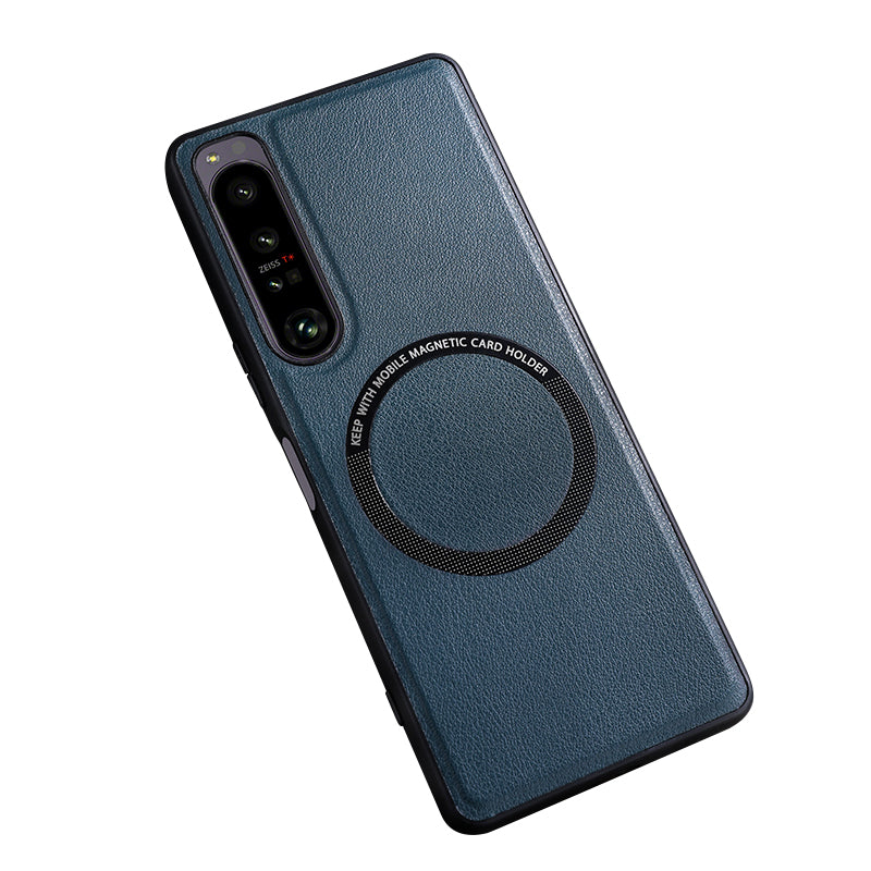 For Sony Xperia 10 V Magnetic Phone Case Leather Coated PC+TPU Cover Compatible with MagSafe