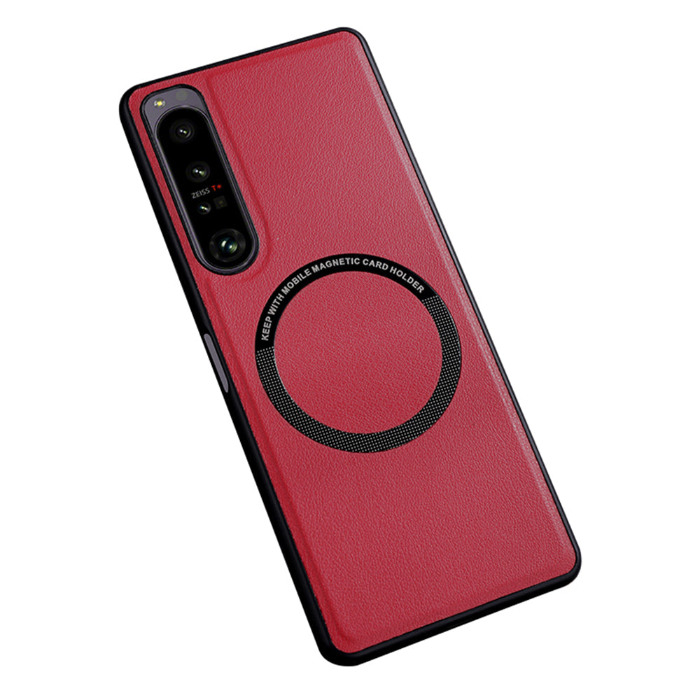 For Sony Xperia 10 V Magnetic Phone Case Leather Coated PC+TPU Cover Compatible with MagSafe