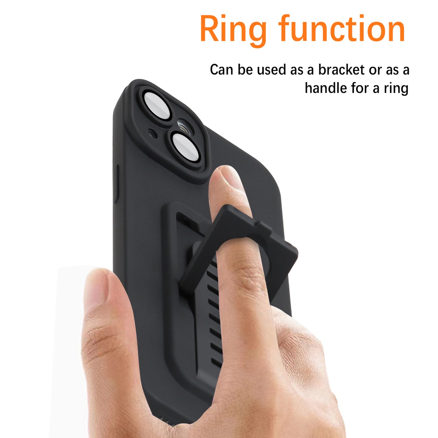 For iPhone 14 Plus Hard PC+TPU Phone Cover Adjustable Kickstand Phone Case with Glass Camera Film