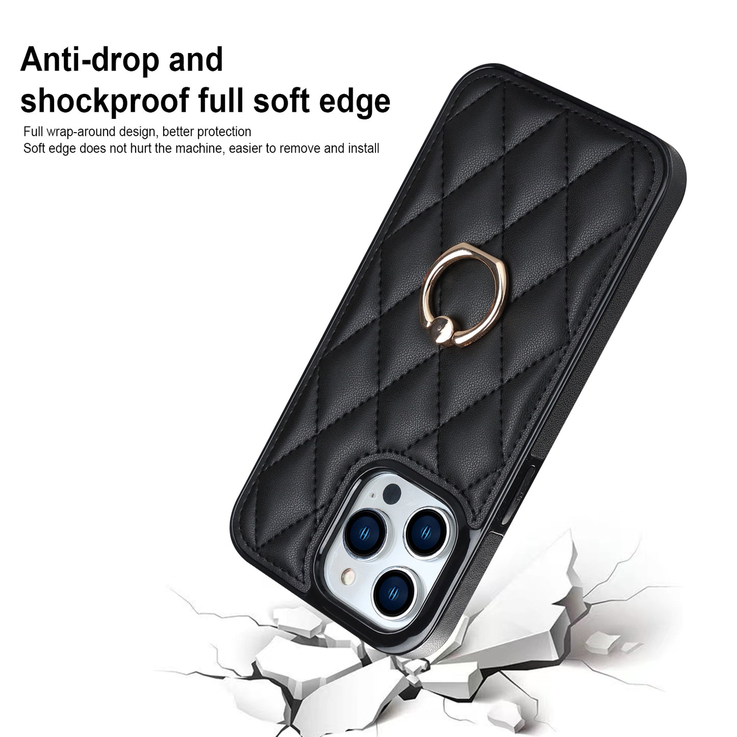 For iPhone 12 Pro / 12 PU Leather+TPU Cell Phone Case Shockproof Kickstand Phone Cover