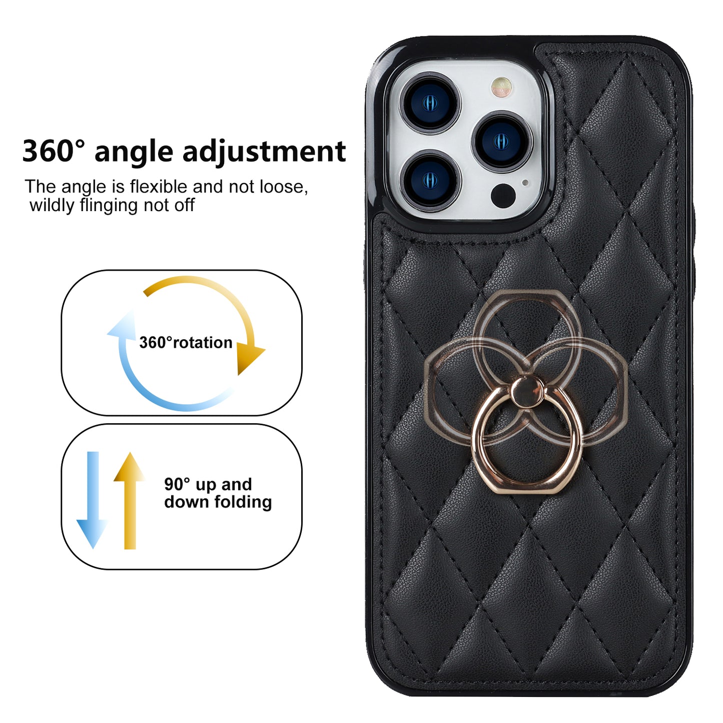 For iPhone 12 Pro / 12 PU Leather+TPU Cell Phone Case Shockproof Kickstand Phone Cover