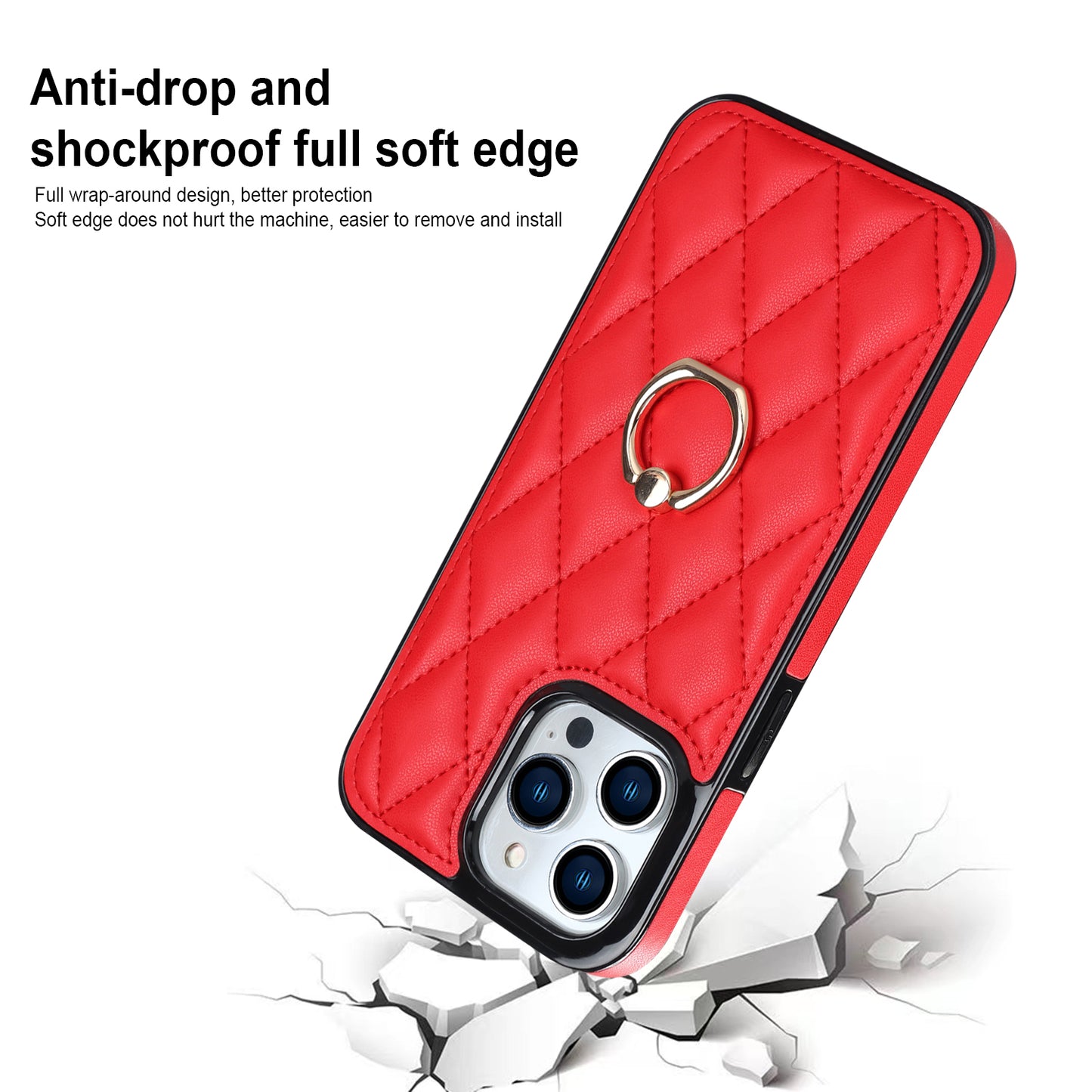 For iPhone 12 Pro / 12 PU Leather+TPU Cell Phone Case Shockproof Kickstand Phone Cover
