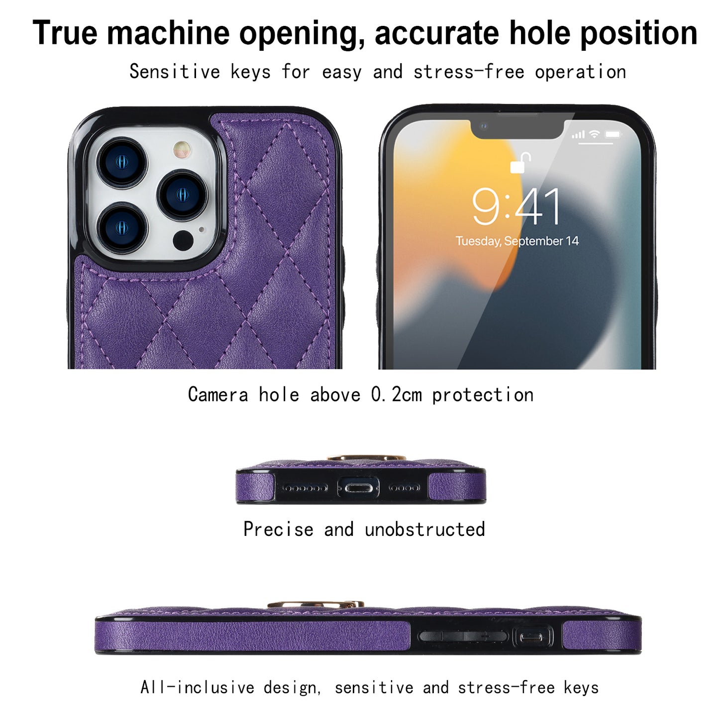 For iPhone 12 Pro / 12 PU Leather+TPU Cell Phone Case Shockproof Kickstand Phone Cover